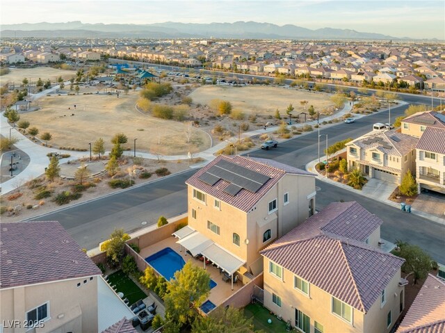 drone / aerial view with a mountain view