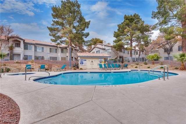 view of pool featuring a patio area