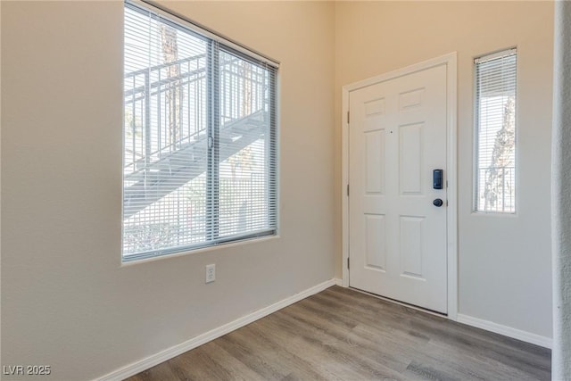 entrance foyer with a healthy amount of sunlight and light wood-type flooring