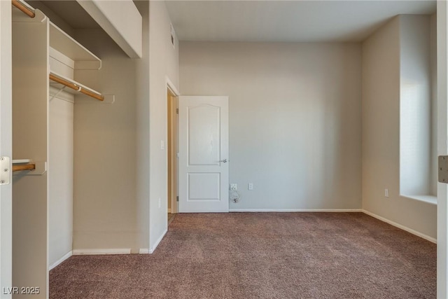 interior space featuring carpet floors and a closet