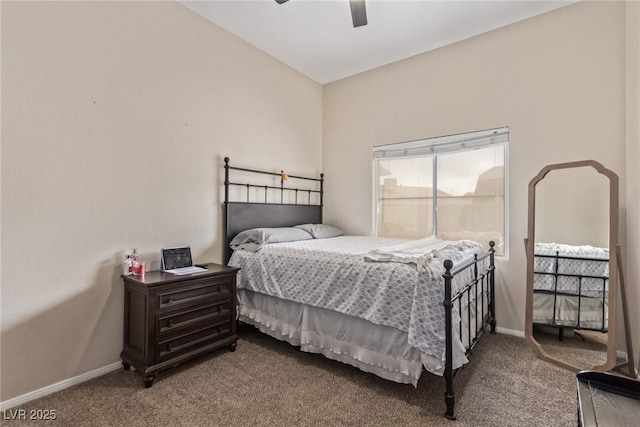 bedroom featuring ceiling fan and carpet flooring