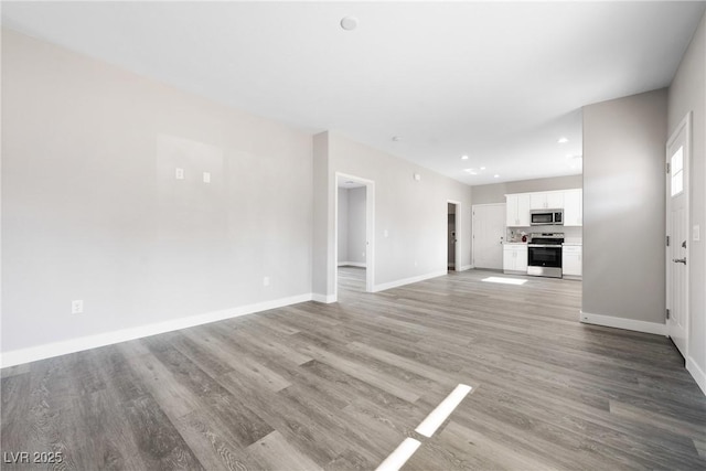 unfurnished living room with light hardwood / wood-style flooring