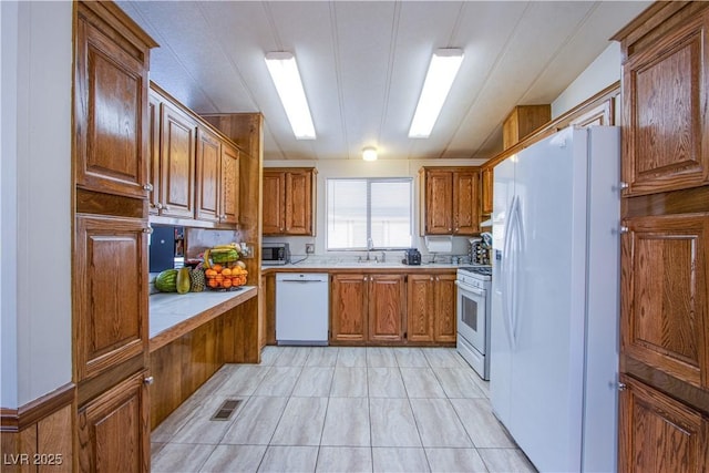 kitchen featuring sink and white appliances