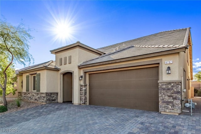 view of front of house with a garage