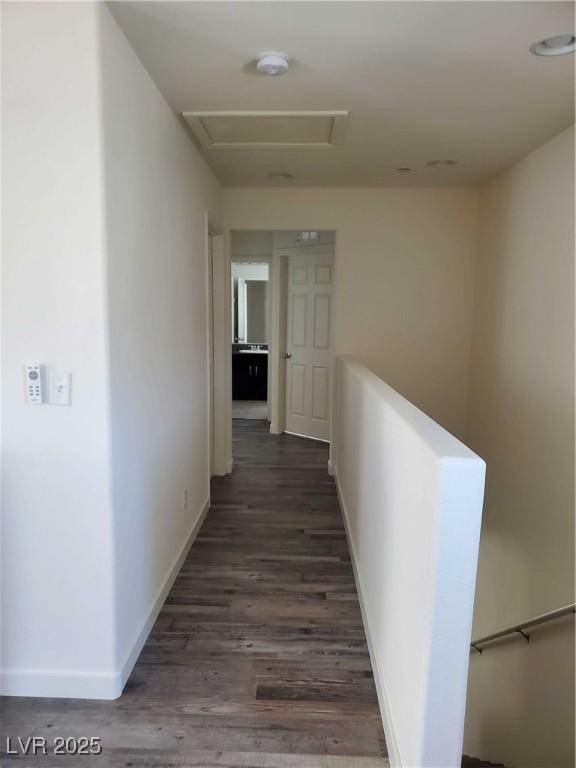 hallway featuring dark hardwood / wood-style flooring