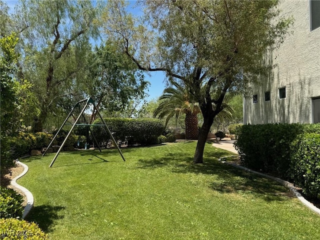 view of yard with a playground