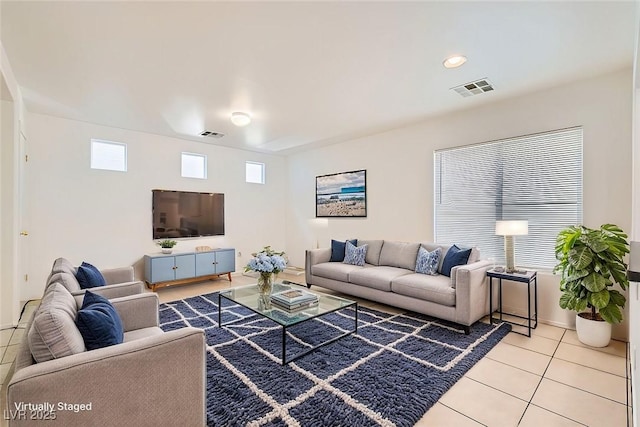 view of tiled living room