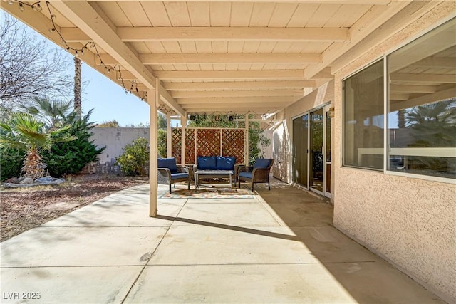 view of patio / terrace featuring an outdoor living space