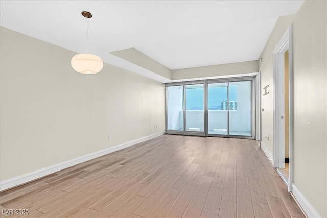 unfurnished room with light wood-type flooring