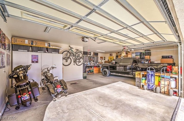 garage with a garage door opener