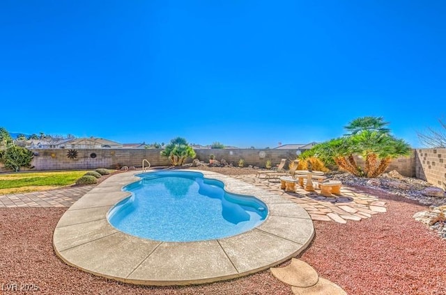 view of swimming pool with a patio area