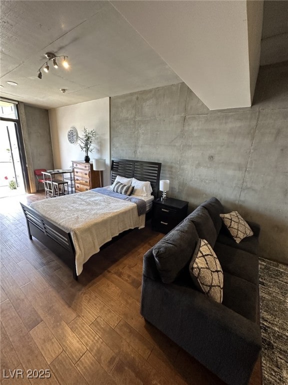 bedroom featuring dark hardwood / wood-style floors