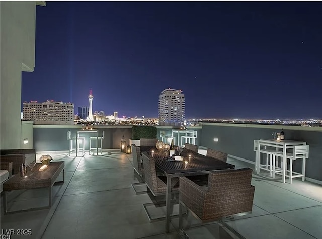 view of patio at twilight