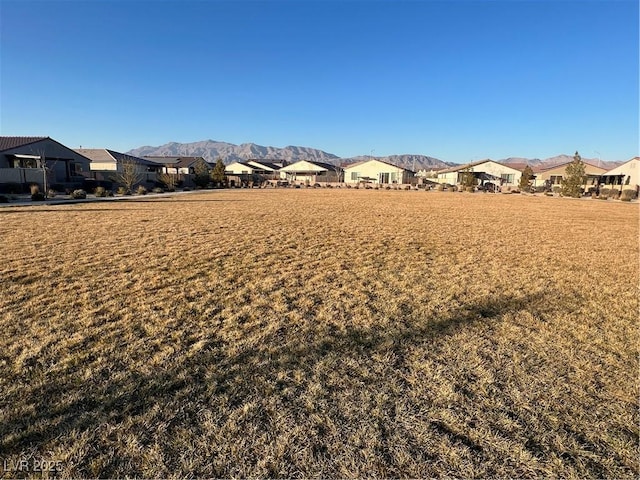 view of yard featuring a mountain view