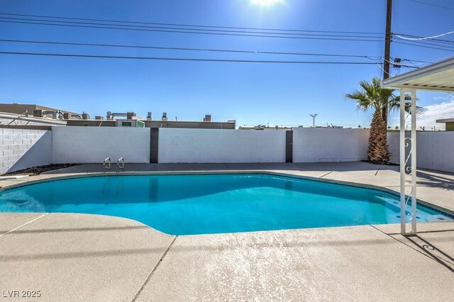 view of swimming pool featuring a patio