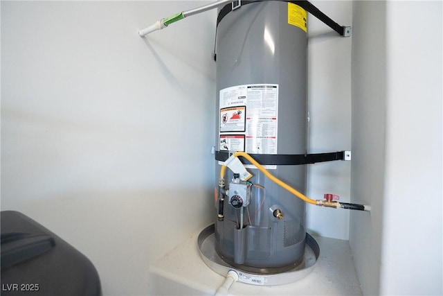 utility room with strapped water heater