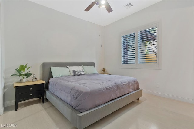 bedroom featuring ceiling fan