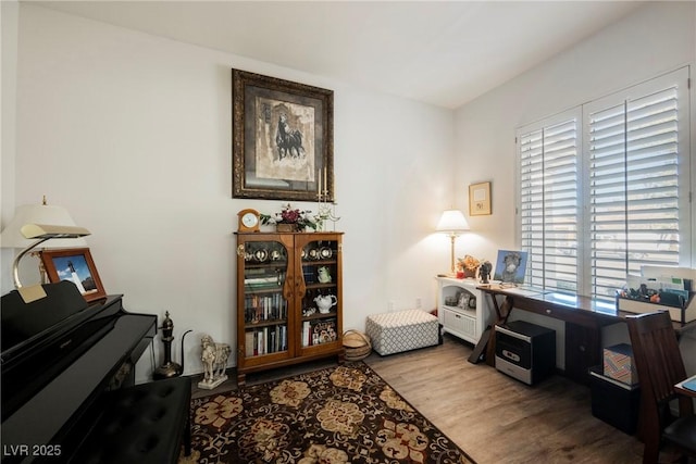 office space with hardwood / wood-style floors