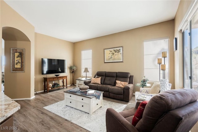 living room featuring light hardwood / wood-style flooring