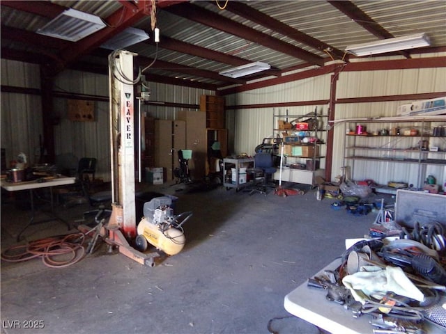 garage featuring metal wall