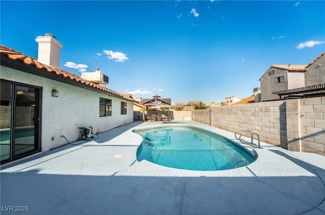 view of pool featuring a gazebo, central AC unit, and a patio area