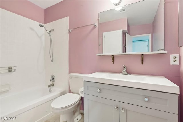 full bathroom with vanity, toilet, and tub / shower combination