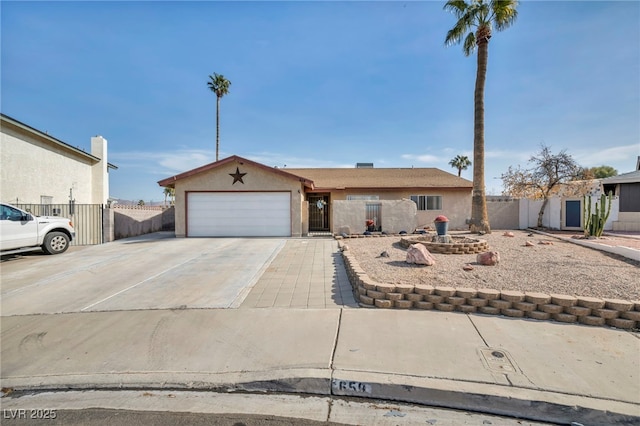 single story home with a garage