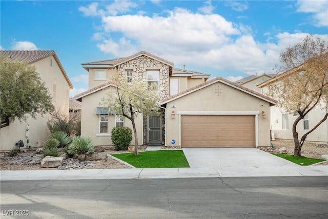 view of front of property with a garage