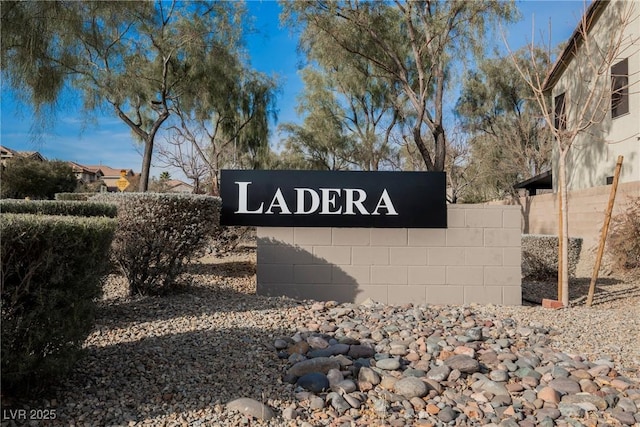 view of community sign