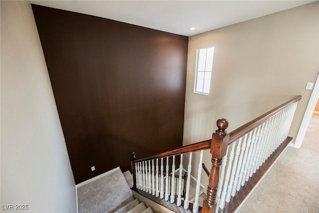 stairs with carpet flooring