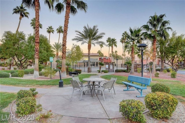 view of community with a patio