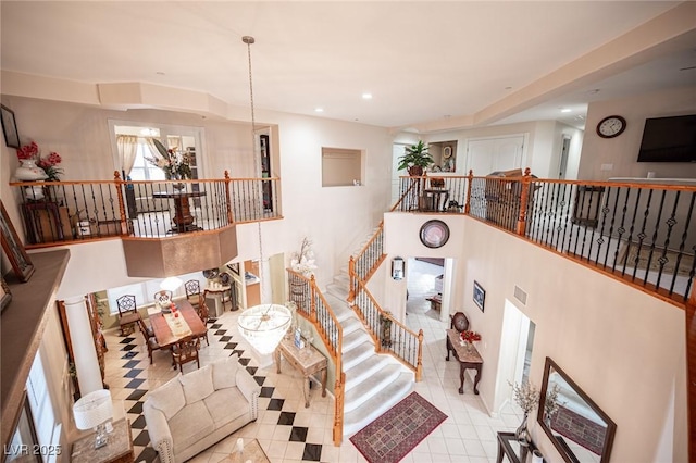 view of tiled living room