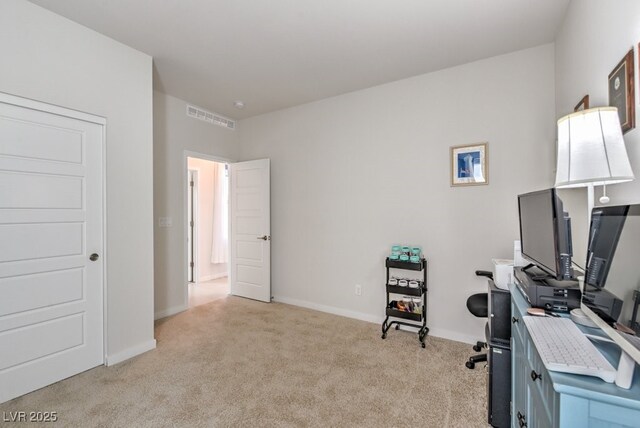 view of carpeted home office