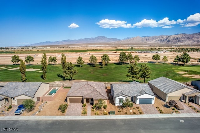 bird's eye view featuring a mountain view