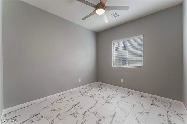 unfurnished room with ceiling fan