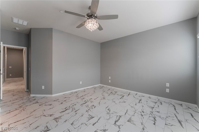 spare room featuring ceiling fan