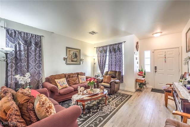 living room featuring light hardwood / wood-style floors