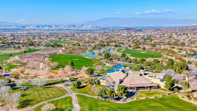 aerial view with a water and mountain view