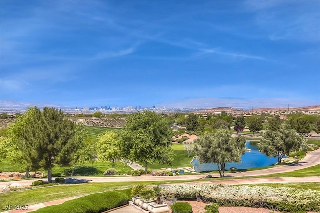 view of community featuring a water view