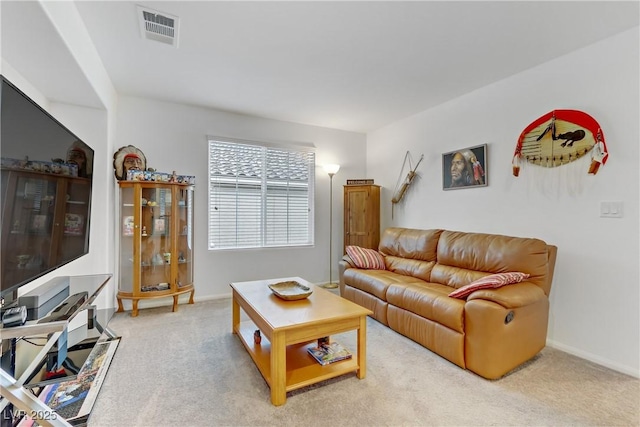 living room featuring carpet flooring