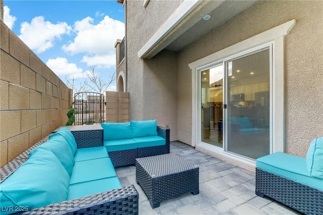 view of patio featuring outdoor lounge area