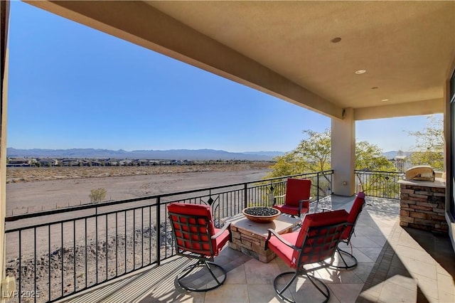 balcony with a mountain view