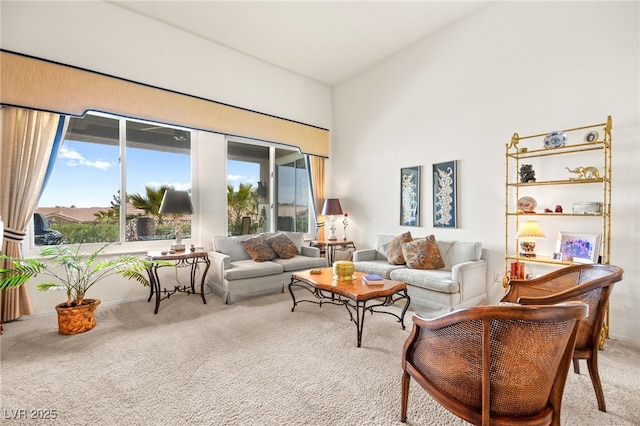 living room with carpet flooring