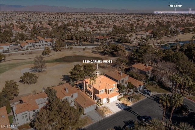 birds eye view of property featuring a residential view and a mountain view