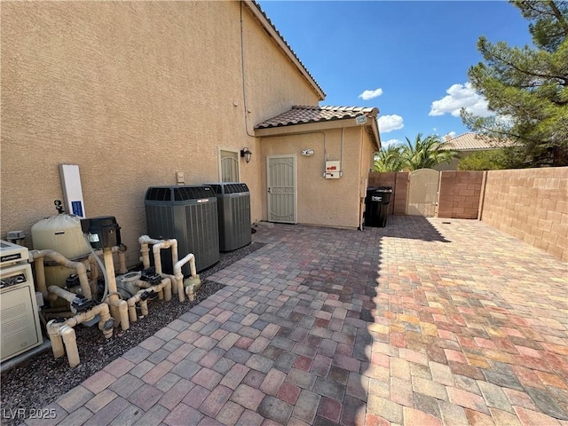 view of patio featuring central AC unit