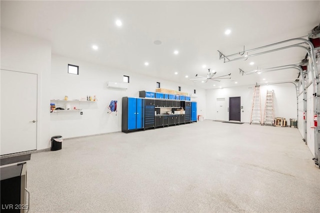 garage with an AC wall unit