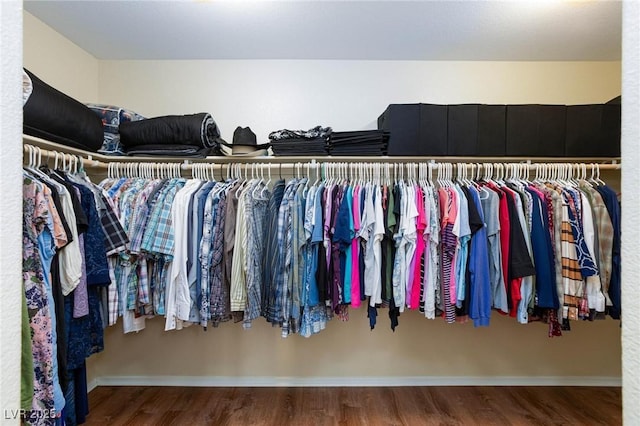 spacious closet featuring hardwood / wood-style floors