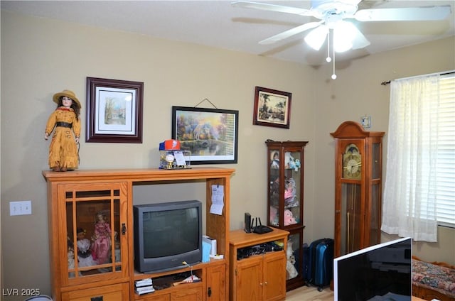 interior space with plenty of natural light and ceiling fan