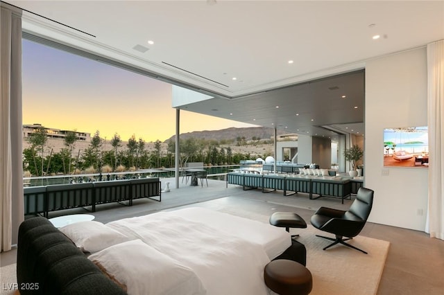 interior space featuring an outdoor living space and a patio