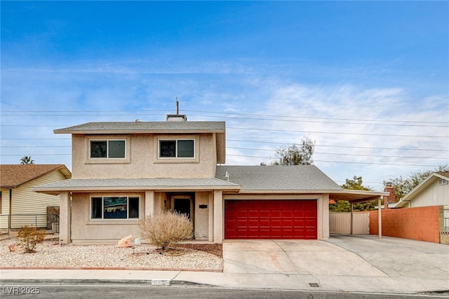 view of front property with a garage